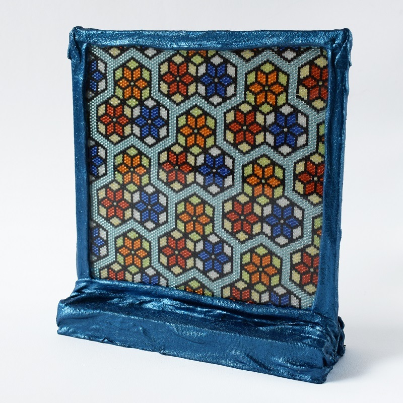 Kétoldalú peyote kép – Kék mozaik