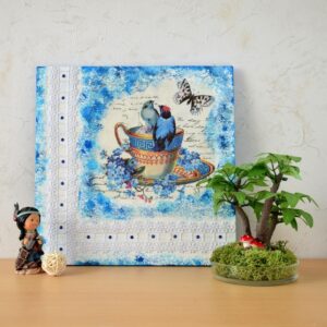 Domborműves kép Paverpol technikával - Kék madarak
