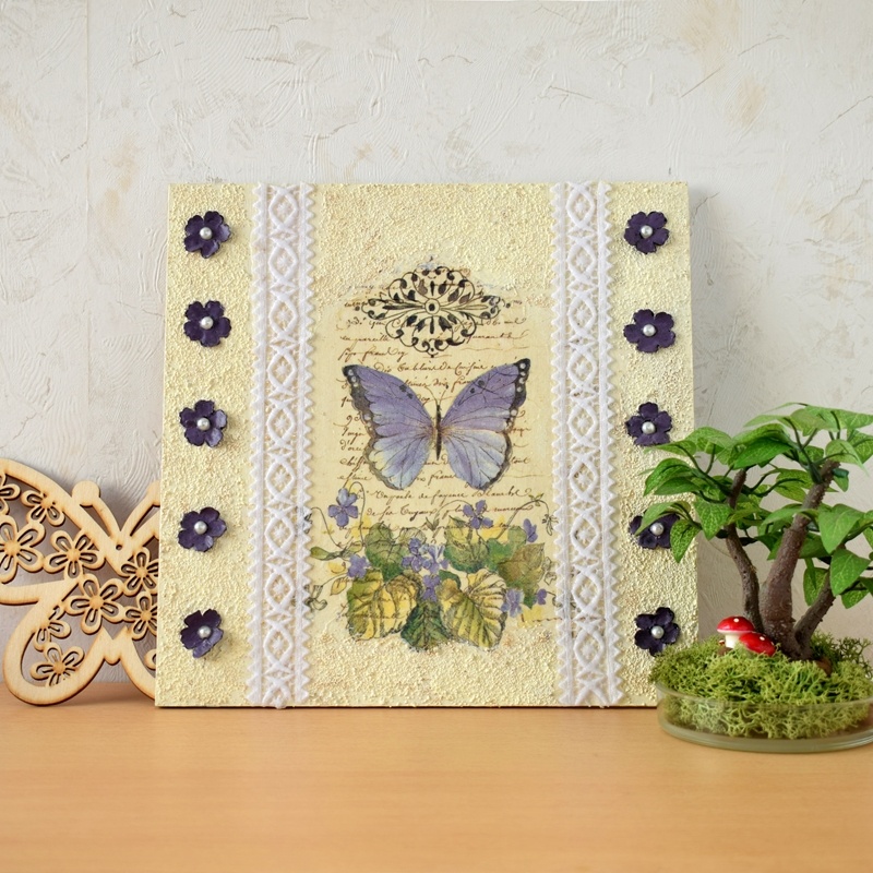 Domborműves kép Paverpol technikával - Szalagos sorozat - Pillangó