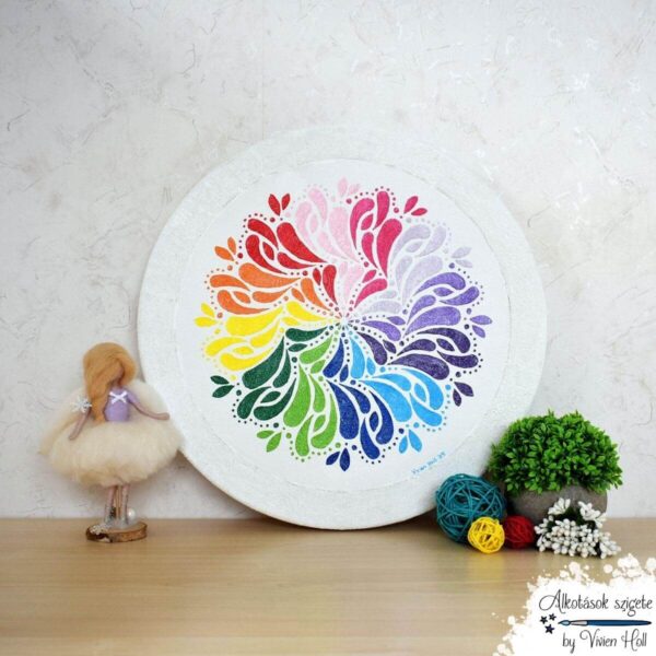 Mandala - Szivárványos Csepptánc, Ø 40 cm