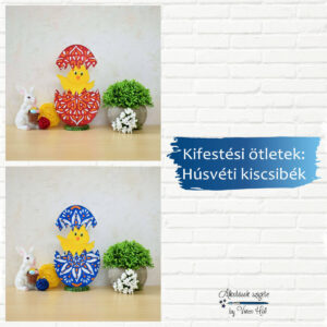 Domborműves élményfestés - Kifestési ötletek - Húsvéti kiscsibe (11x20 cm) "Virág a virágban"