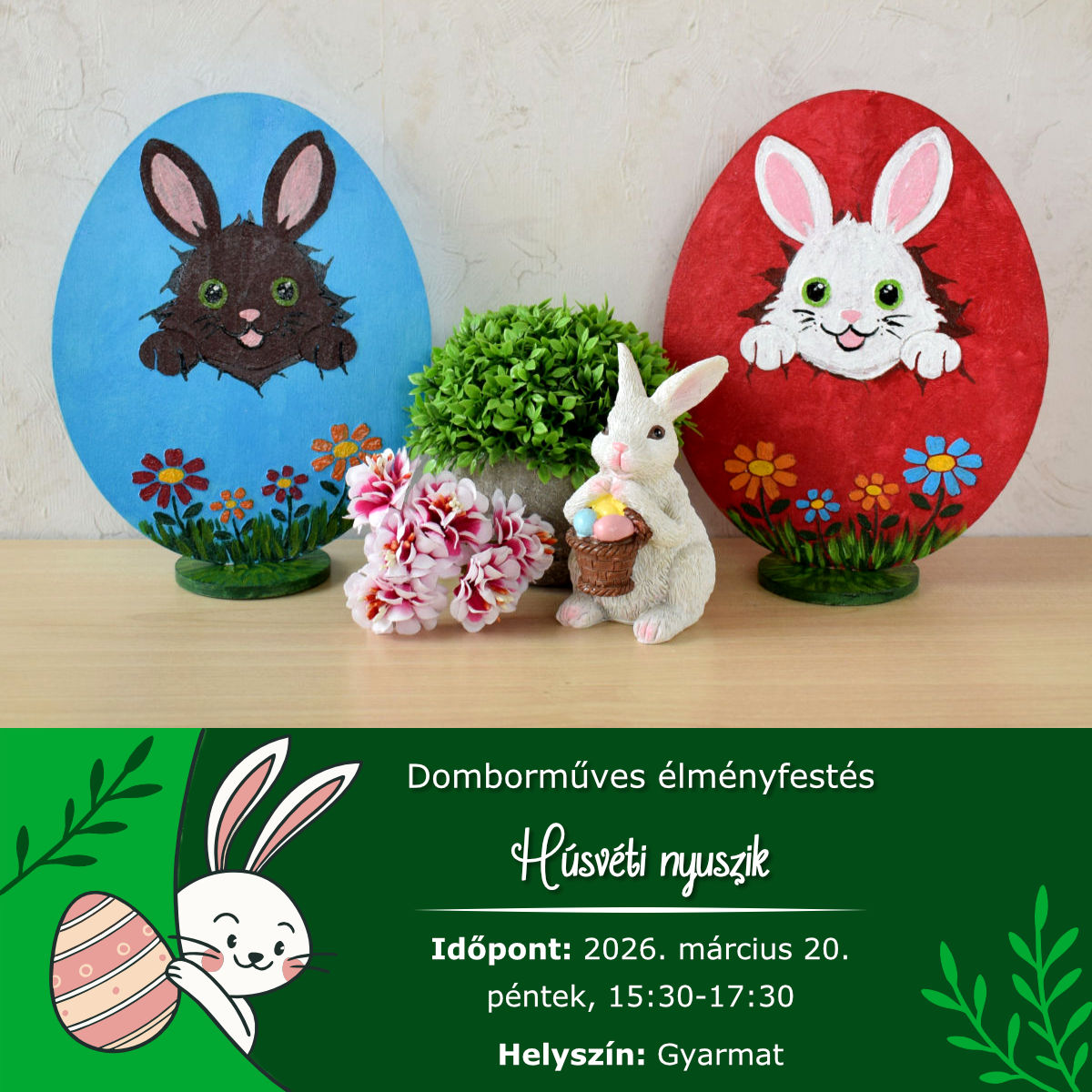 2026.03.20. Gyarmat - Domborműves élményfestés: Húsvéti nyuszik