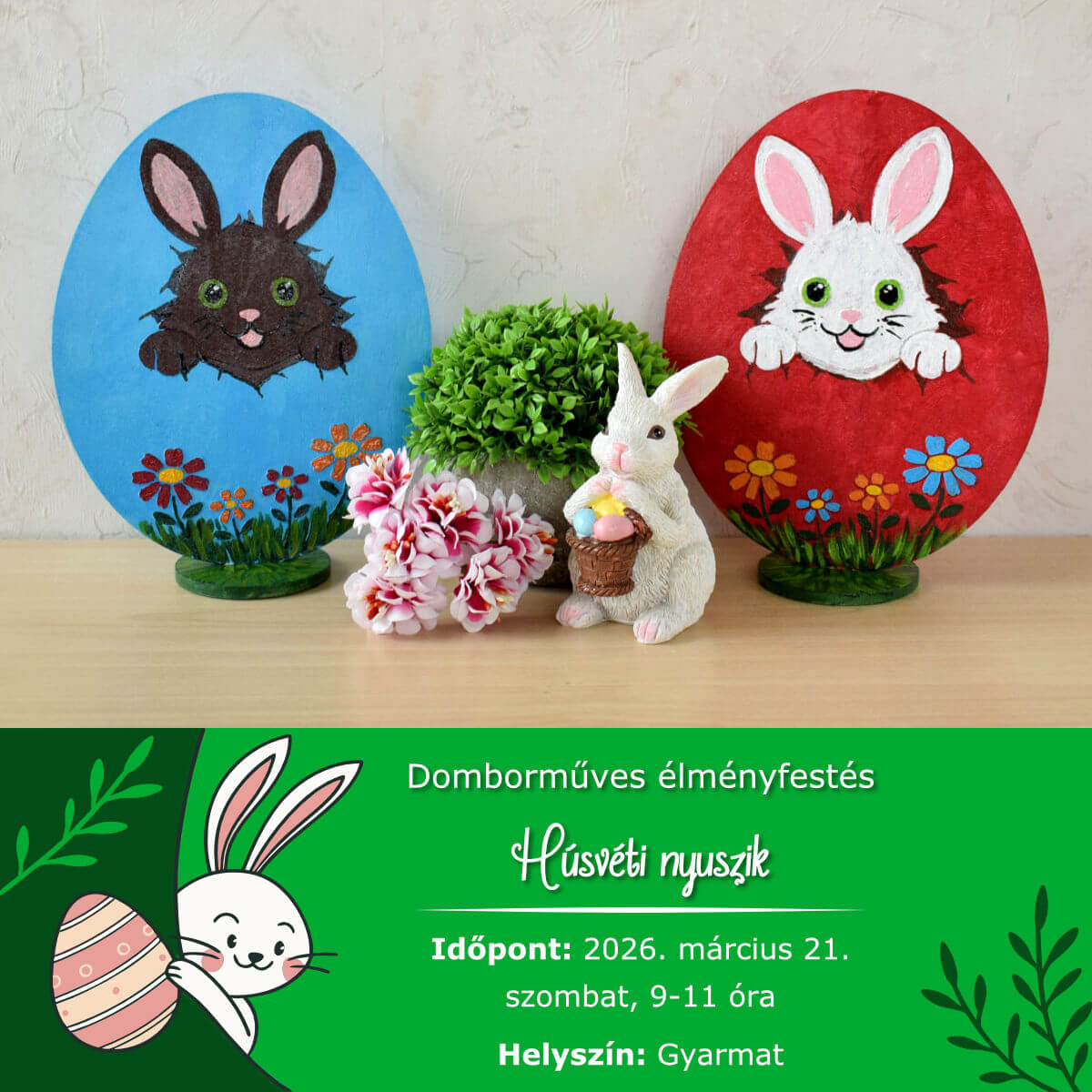 2026.03.21. Gyarmat - Domborműves élményfestés: Húsvéti nyuszik