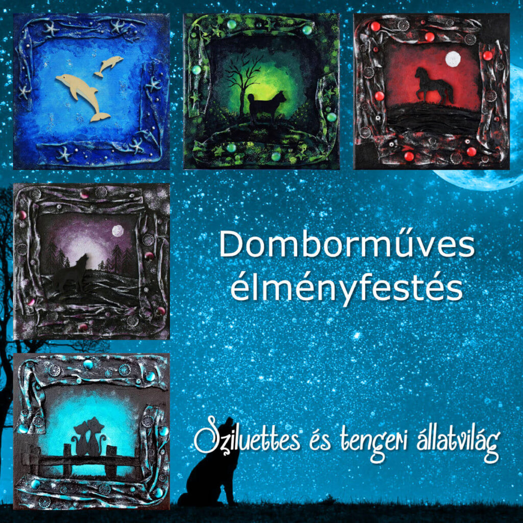 Domborműves élményfestés: Sziluettes és tengeri állatvilág